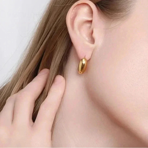 Golden Stud Earrings | 18k Gold Plated - Picture 3 of 5